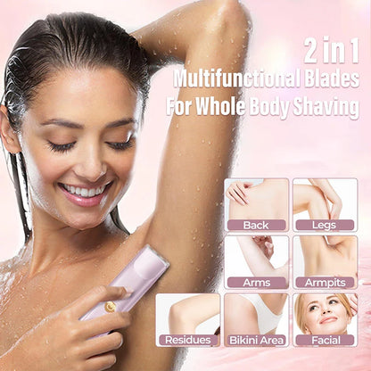 Akunbem Bikini Trimmer for Women, Electric Shaver and Razor Rechargeable 2-In-1